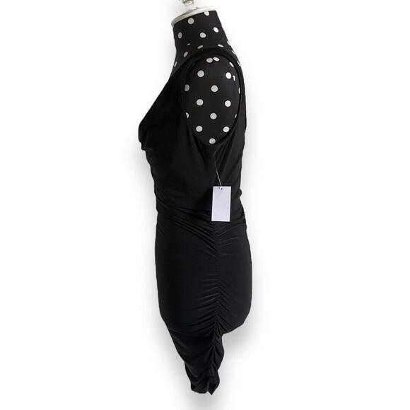 Charlotte Russe Womens‎ Dress Sz M Black Draped Bodycon Silver Strap Ruched NEW - Picture 4 of 6